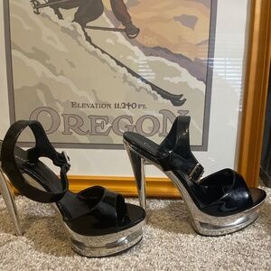 Black and silver heels Size 6